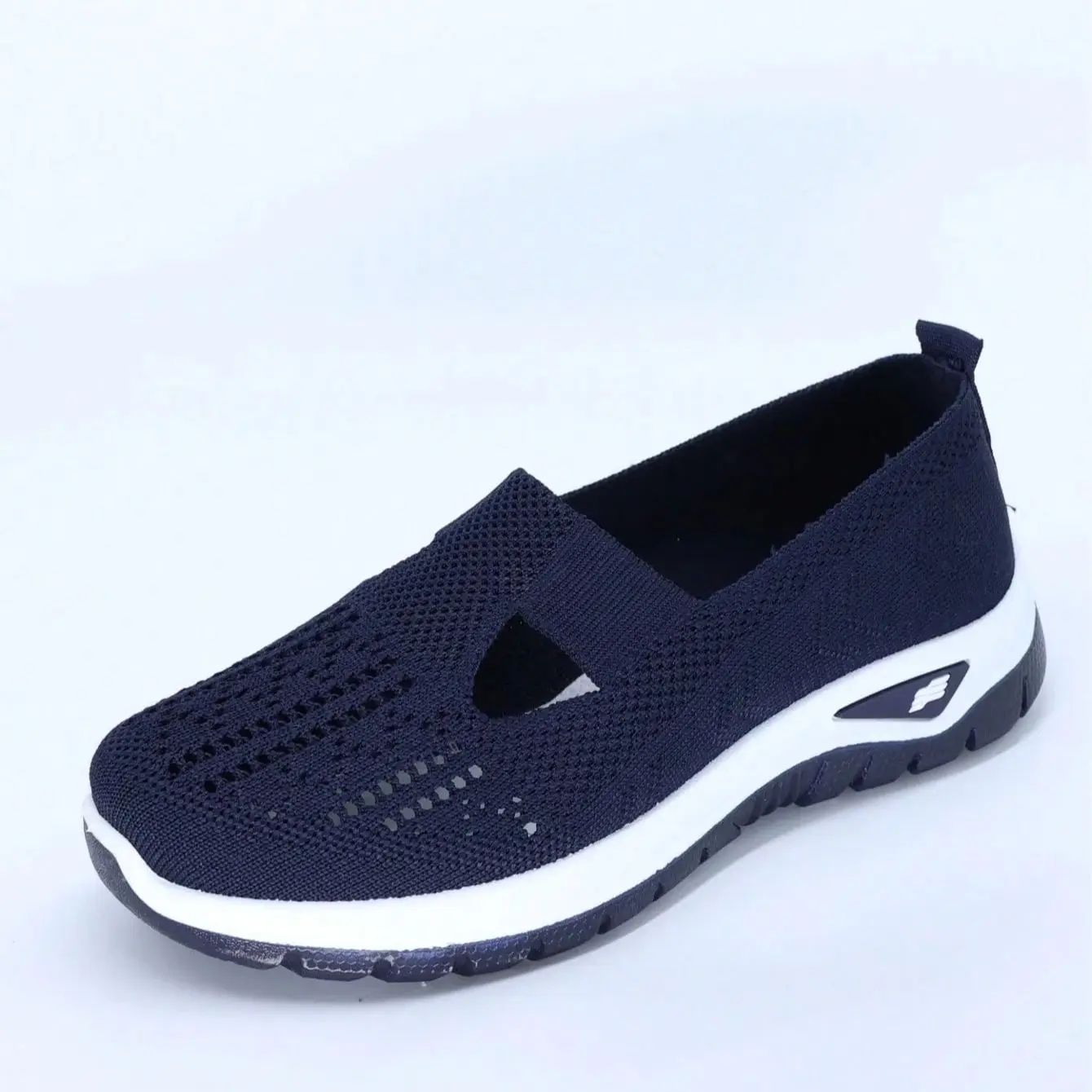 Damesschoenen, casual sportschoenen, effen kleur ademende sport lichtgewicht wandelschoenen met zachte zolen, lage gebreide casual s - afbeelding 2