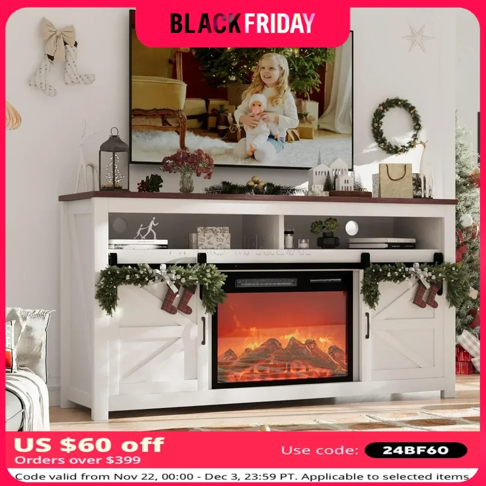 TV Stand 58 in with 12 Color Light Options for TVs Up to 70