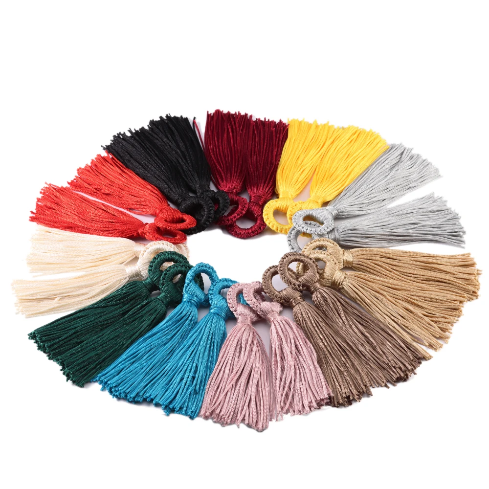 6pcs/lot Colorful Silk Tassels Pendant With Round Loop For Handmade Bookmarks Supplies DIY Earrings Charms Clothing Decoration