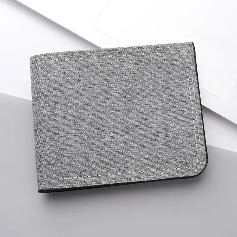 Minimalist Solid Color Coin Bag Ultra-thin Card Holder Short Canvas Wallet Men Folding Small Wallet Birthday Gifts