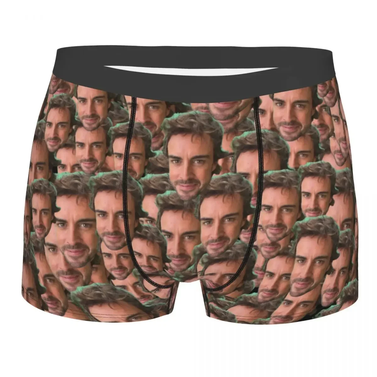 Fernando Alonso Funny Face Man Long Underwear Boxer Shorts Panties Funny Breathable Underpants for Male Plus Size