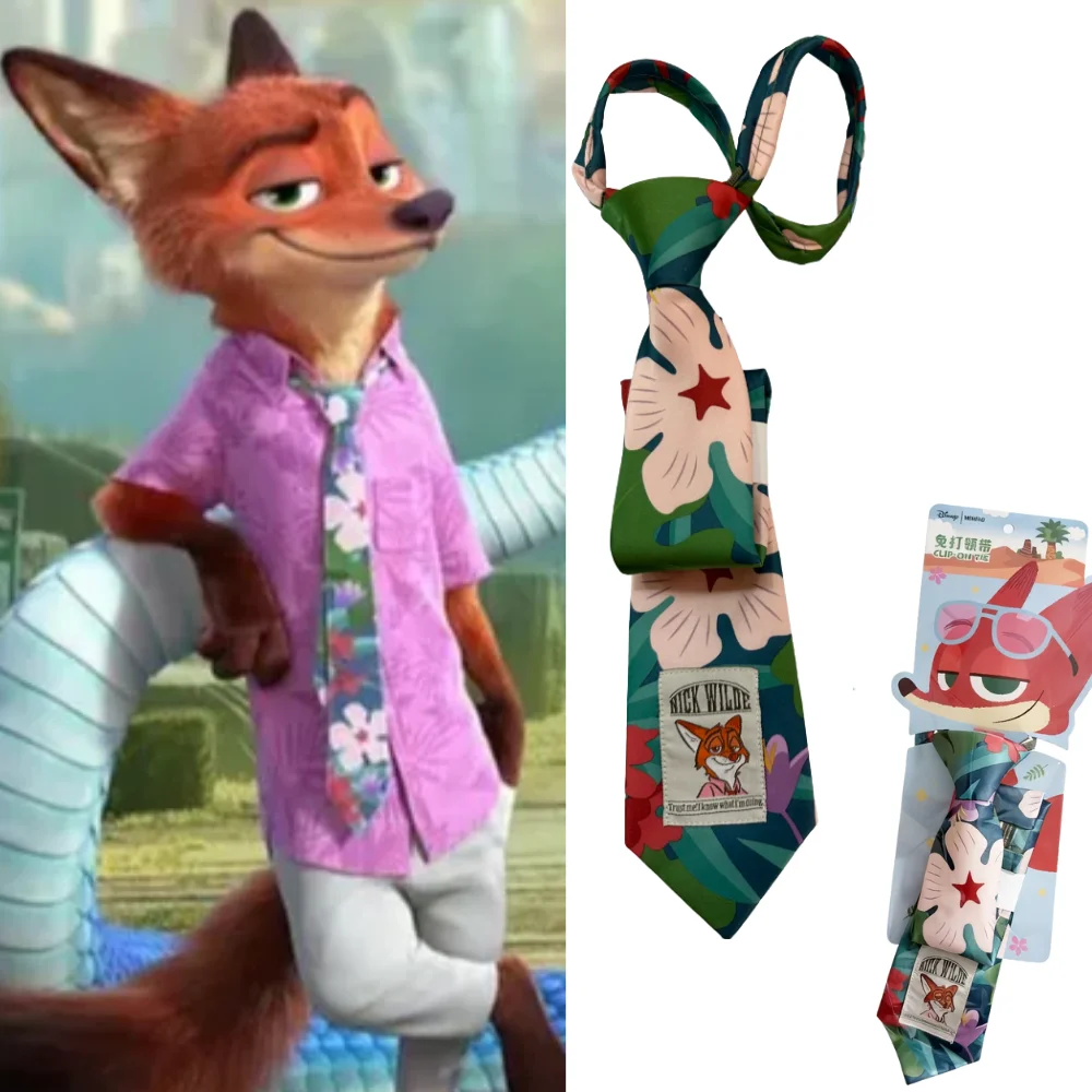 Disney Zootopia Nick nudos gratis Anime Lazy Neck Tie moda Cosplay corbata Unisex Cosplay disfraz Prop Casual accesorios de fiesta