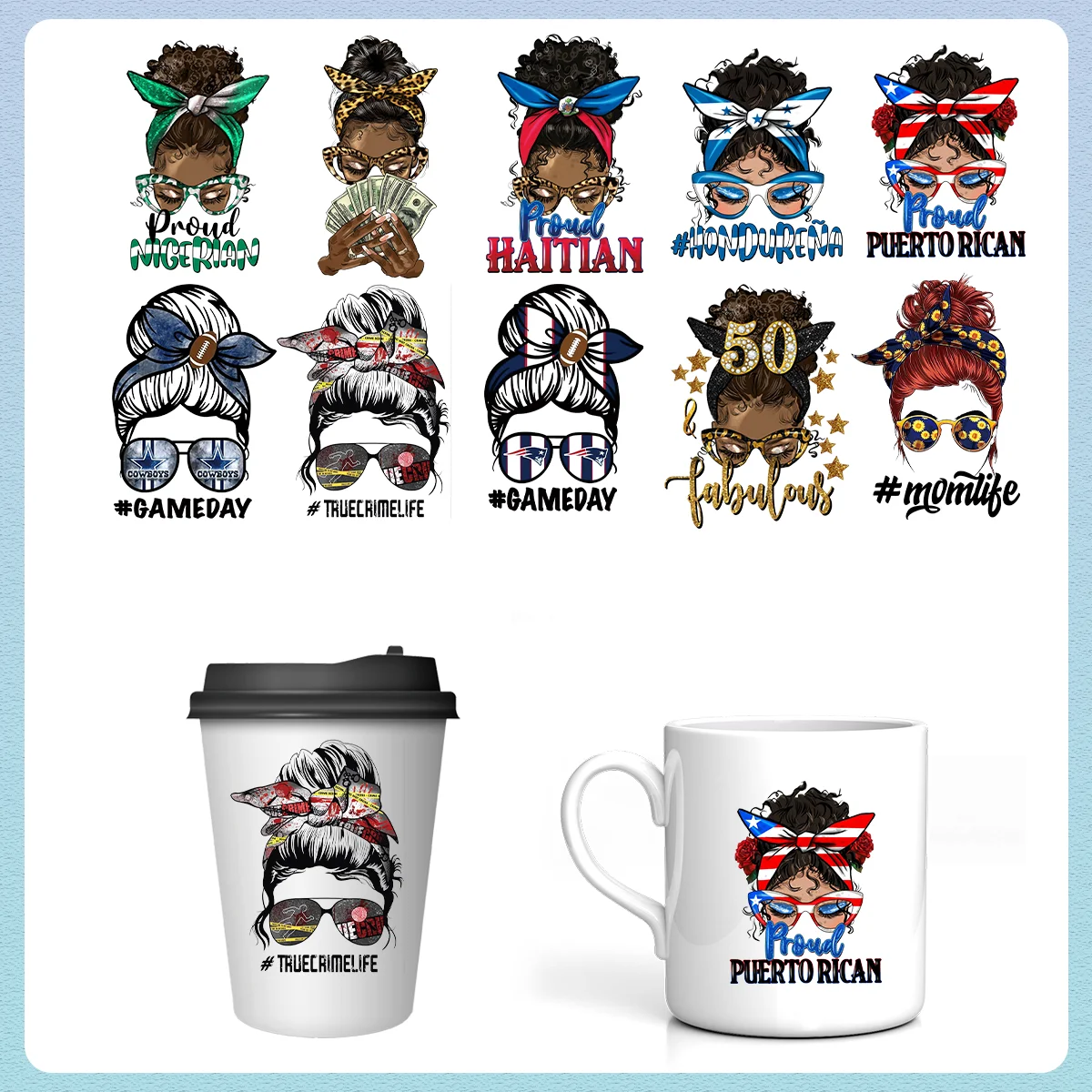 

UV DTF Cup Wraps Decals Printing Self-adhesive Stickers For Coffee Mug Water Bottle Sticker