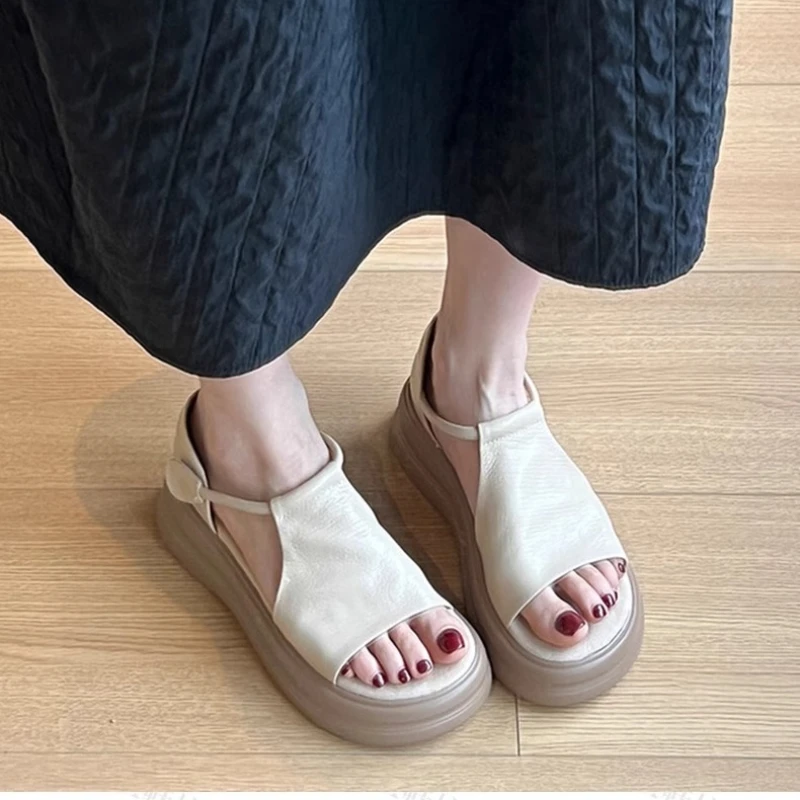 

НОВИНКА 2024, женские босоножки без шнуровки на каблуке Magic Tape, простая повседневная удобная летняя обувь с открытым носком Женская Обувь