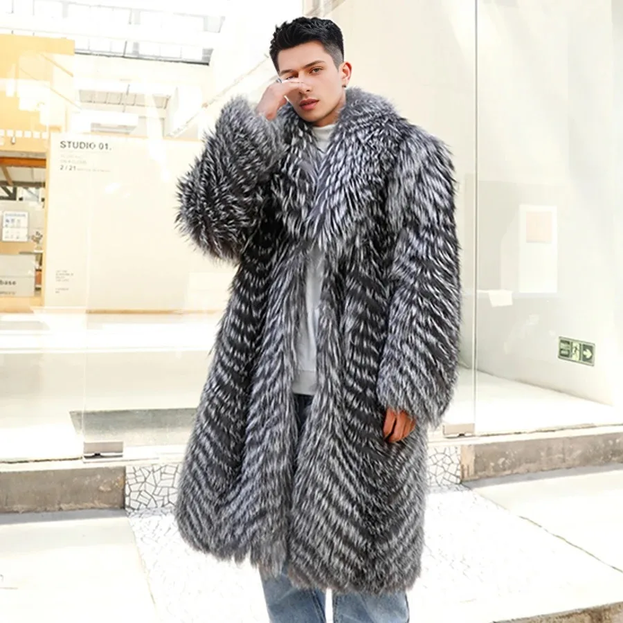 

Men Fur Coat Real Fox Fur Coat Mens Long Coat Luxury Brands Warm Winter Natural Fox Fur Jackets