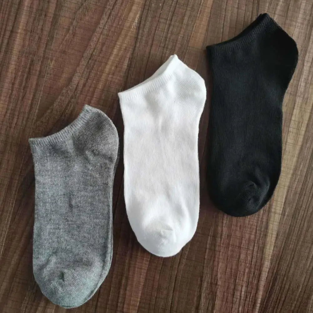 Polyester Boat Socks Fashion New Style Business Men's Socks Black White Grey Breathable Men Stockings for Male