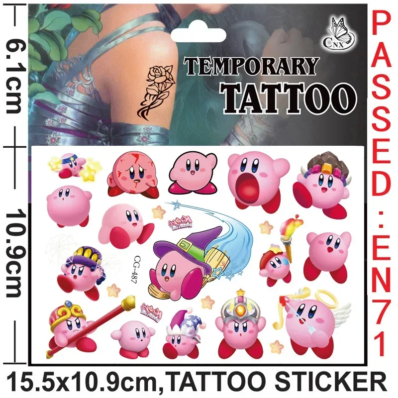 Kirby Tattoo Sticker Game Party Supplies Waterproof Tattoo Stickers Anime Figure Cartoon Cute Tatoo Children Kids Gifts Cosplay