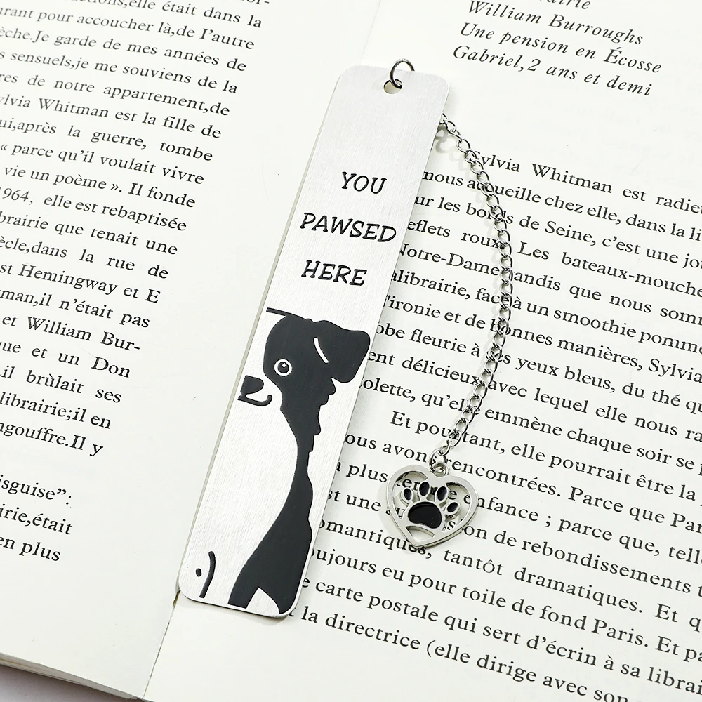 Signet de dessin animé en acier inoxydable avec pendentif, chien mignon, adapté aux amoureux des chiens, collection de lecture, petit cadeau