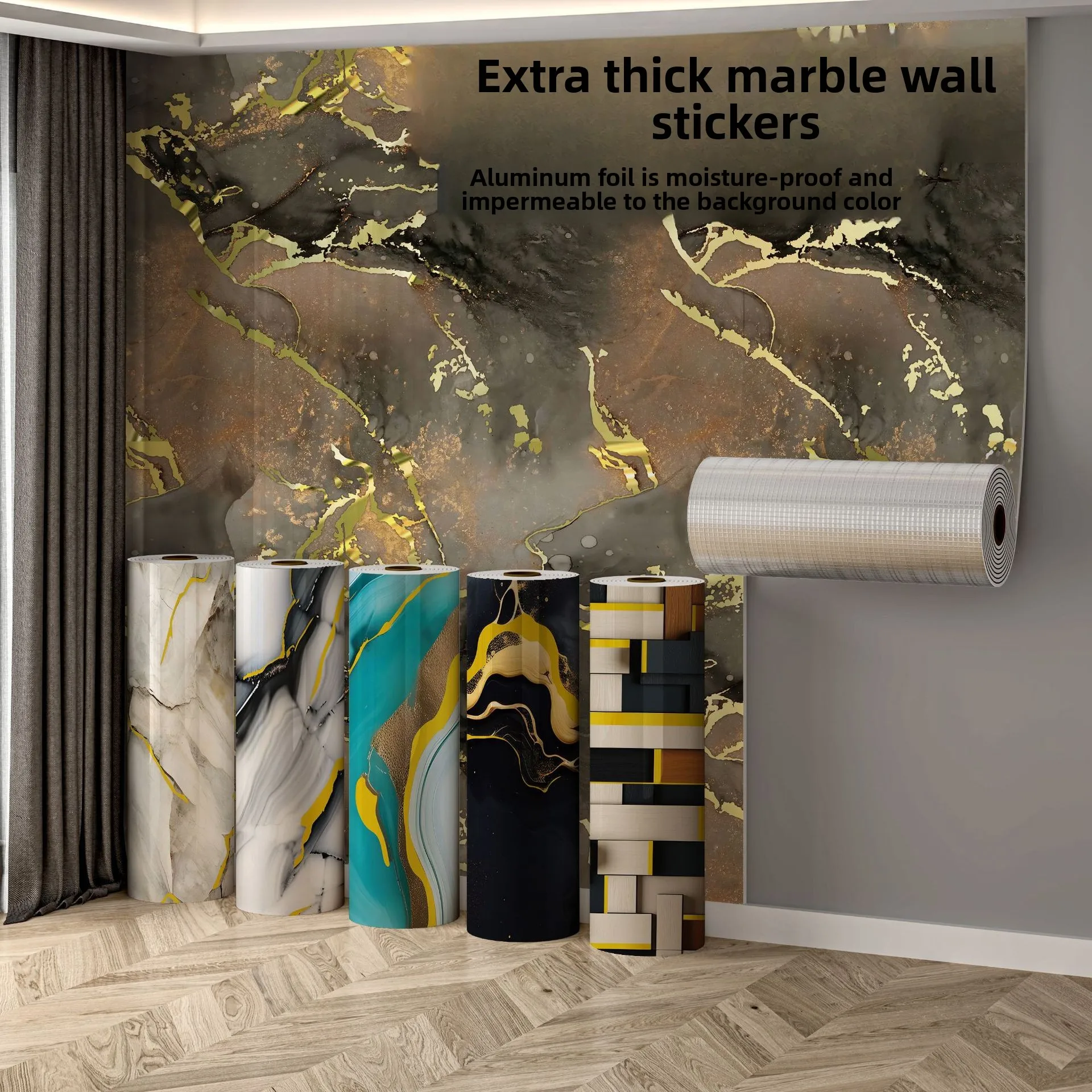

Marble Wall Stickers Roll, Waterproof, Easy To Peel and Stick, Decorative Stickers for Living Rooms and Bathrooms, Home Decor