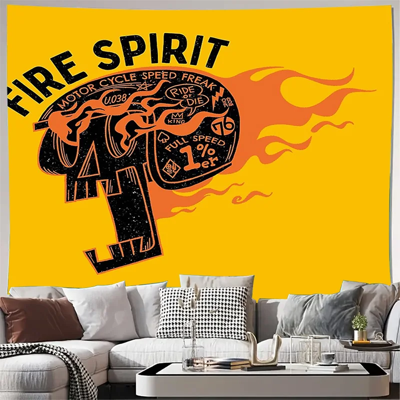 

Винтажный мотоциклетный настенный гобелен, психоделический пустынный райдер, декор комнаты в стиле хиппи, эстетический гобелен в стиле гранж, готический домашний декор