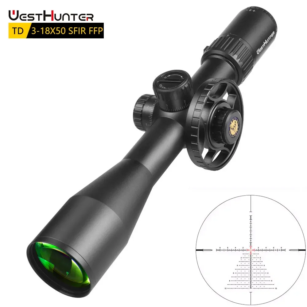 WestHunter TD 3-18X50 SFIR FFP Riflescope الطائرة البؤرية الأولى 34 مللي متر نطاق الأنبوب 1/10 MIL مضيئة طويلة المدى مشاهد التكتيكية #1