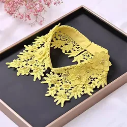 Lace Black White Fake Collar Tie Beading Detachable Collar Shirt False Collar Woman Blouse Top Dickey Detachable Lapel Necklace