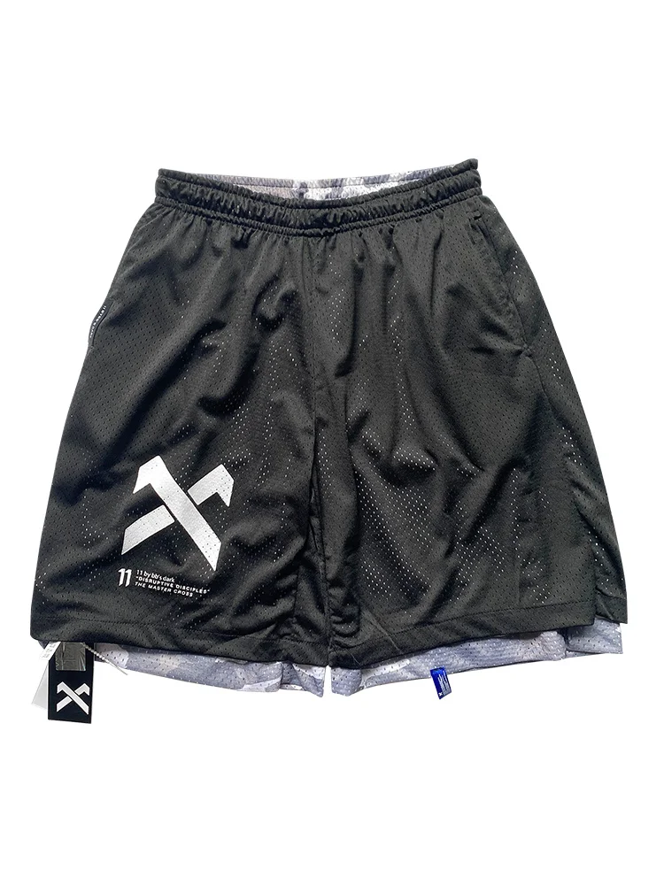 China-Chic Summer Overalls Shorts Men's Mesh Running Fitness Sport Short Pants Quick Dry Male Loose Basketball Training Pants