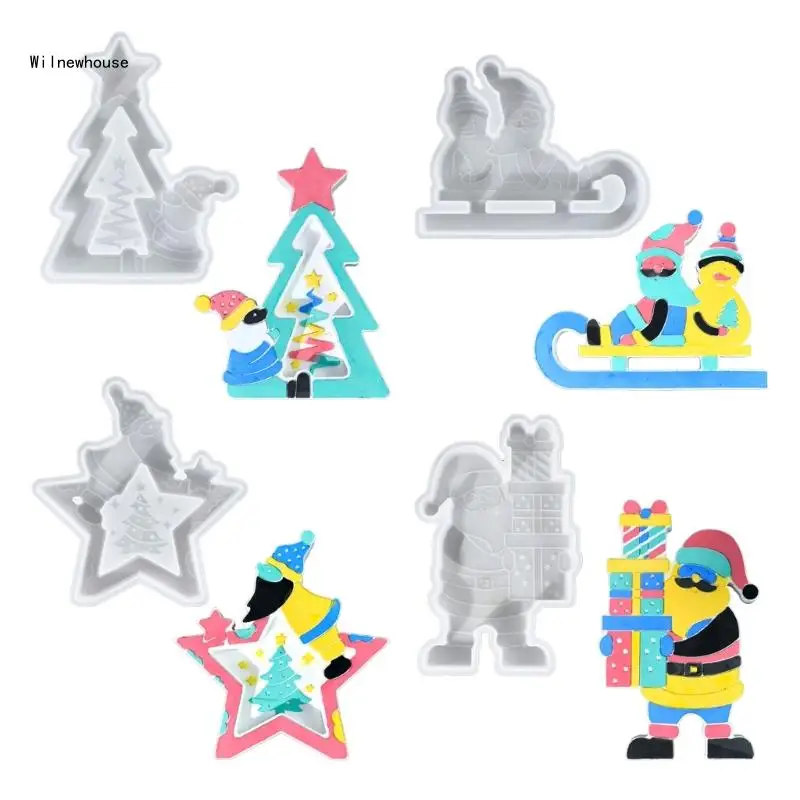 

4Pcs Christmas Theme Molds for Candle, Home Decoration, Christmas Santa Clause Silicone Molds for Epoxy Resin Dropship