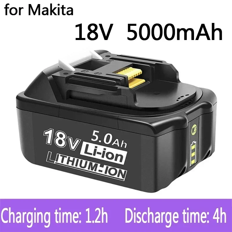 

100% Original Makita 18V 5000mAh Rechargeable Power Tools Battery with LED Li-ion Replacement LXT BL1860B BL1860 BL1850