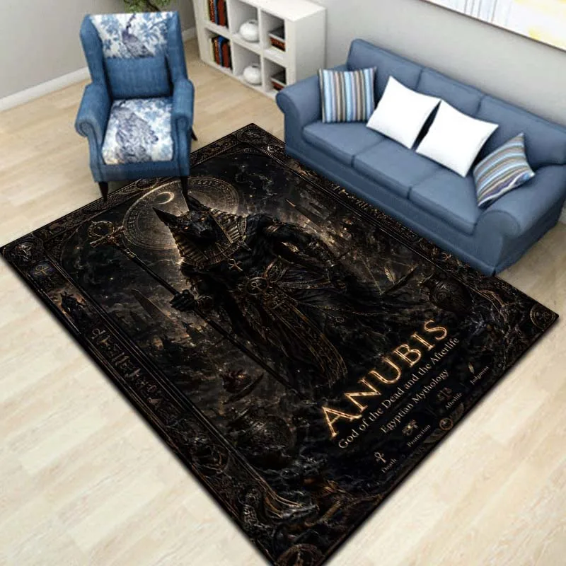 Anubis Egypt Death Mythology Flannel Area Rug Non-Slip Soft Floor Mat For Bedroom Sofa Mythology Themed Home Decor carpet Gift
