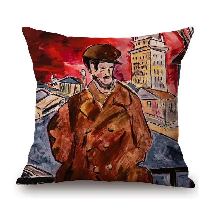 Bob Dylan Colourful and Expressive Visual Art Oil Painting Modern Folk Art Cotton Linen Sofa Pillow Case Car Seat Cushion Cover