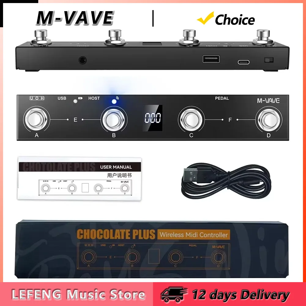 

M-VAVE Chocolate Plus Wireless MIDI Controller BT Rechargeable MIDI Controller Supports MIDI Host Interface Control Function