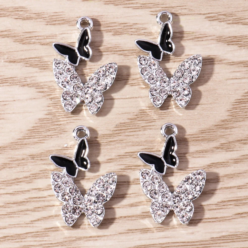 10pcs Brilliant Clear Crystal Butterfly Charms
