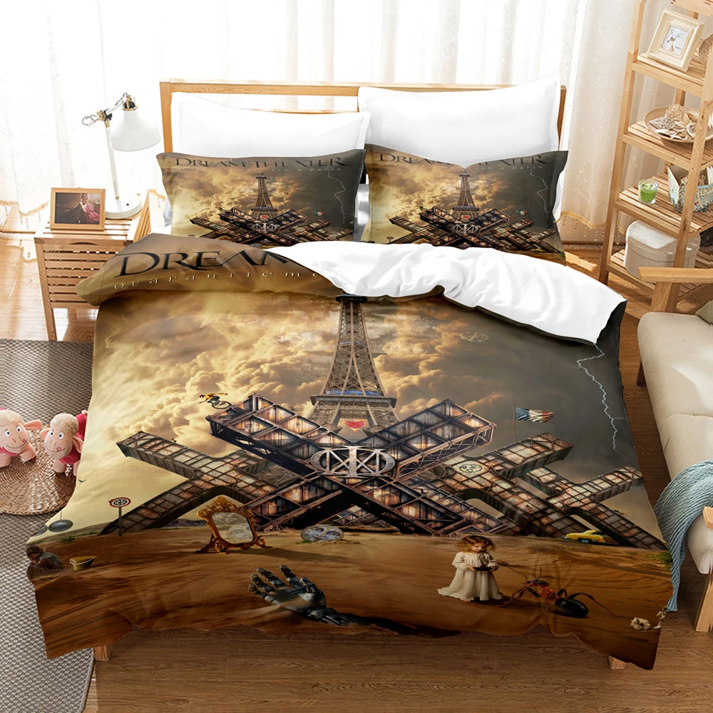 Dream Theater Rock Music Art Bed Linen Set 3Pcs Duvet Cover & Pillowcases Comfortable Polyester Bedroom Ornament For Band Lovers