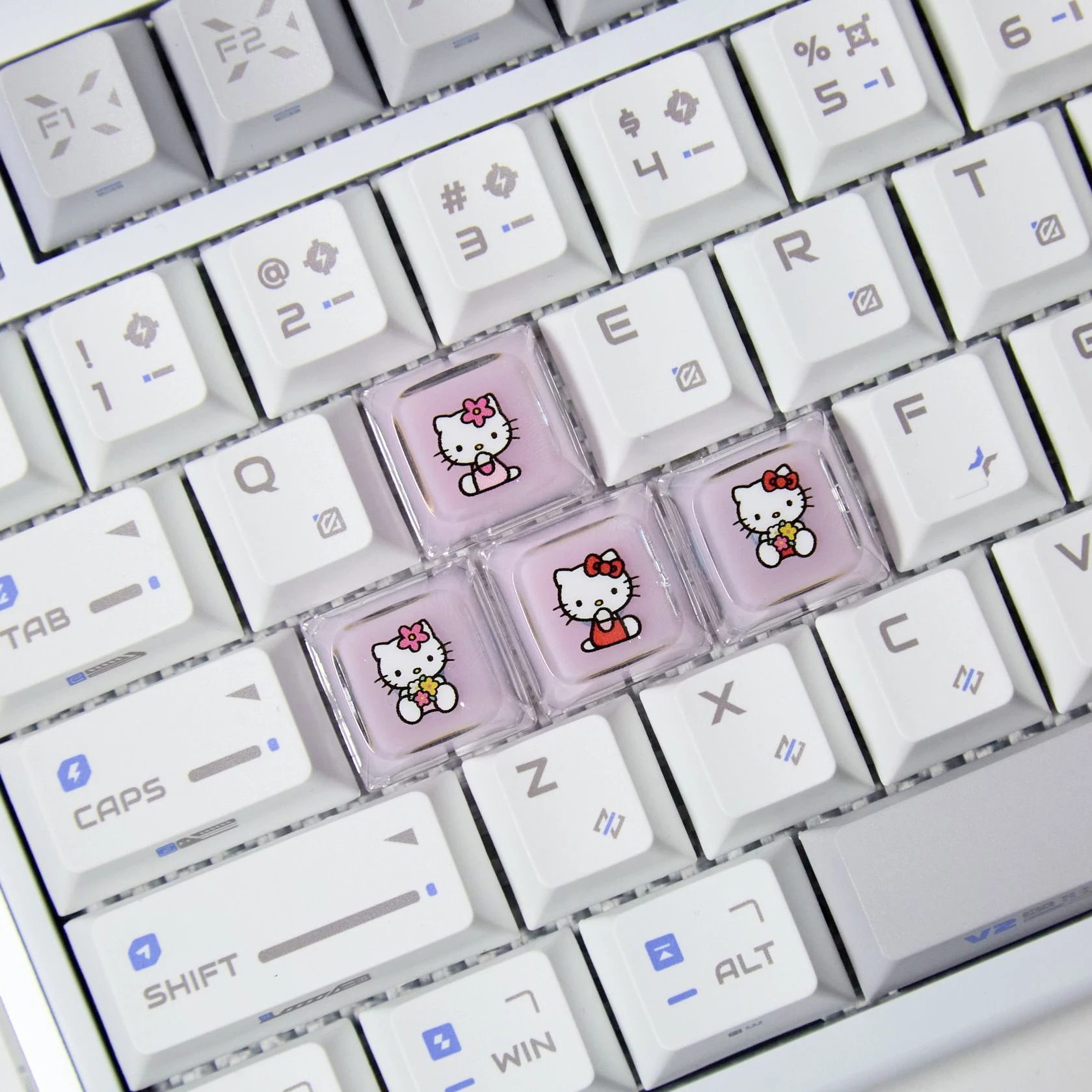 4 touches Hello Kitty Transparent Keycap personnalisé dessin animé bricolage Kawaii Keycaps pour Cherry MX Switch clavier mécanique