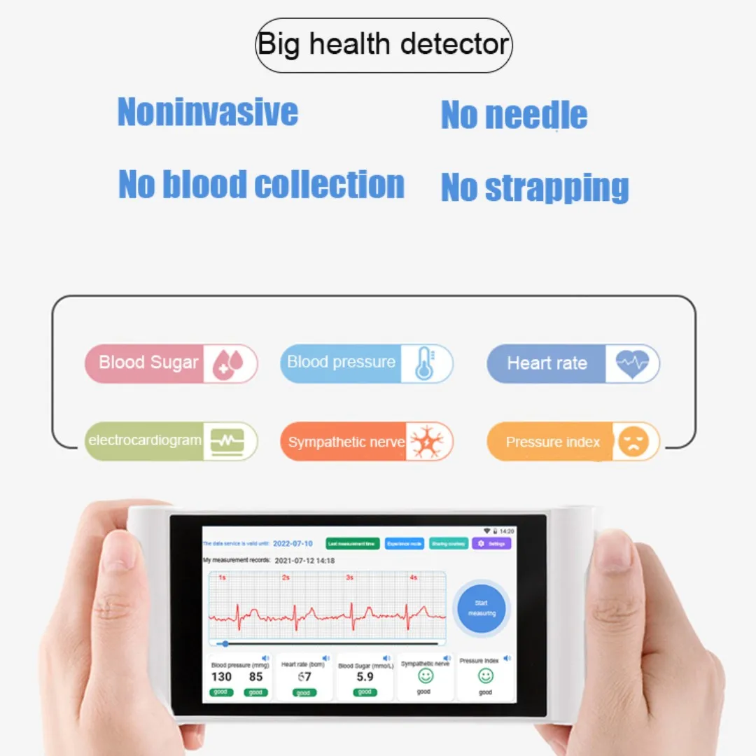 Неинвазивный глюкометр, прибор для измерения уровня сахара в крови, без иглы, с аккумулятором, тестер для определения ЭКГ