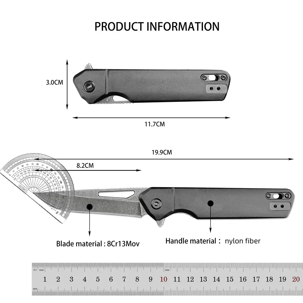 BK 239 Folding Pocket Knife High Hardness 8Cr13Mov Blade Nylon Fiber Handle Outdoor EDC Knives for Camping and Fishing