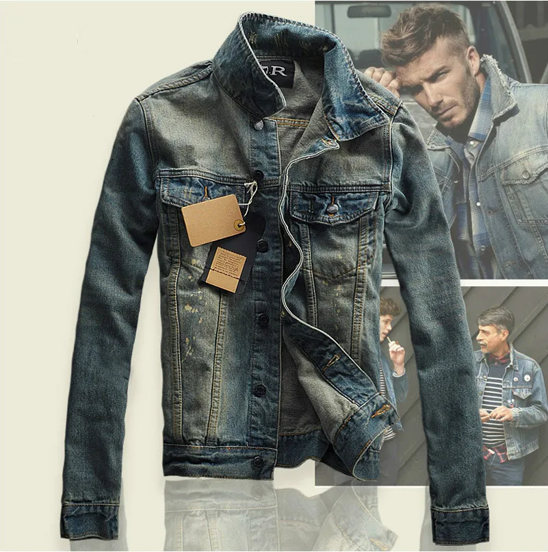 Chaquetas vaqueras rasgadas para hombre, ropa de calle ajustada, Estilo Vintage, hip hop