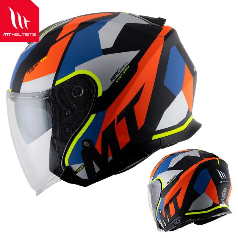 Spain MT Original Double Lens DOT ECE Approved Open Face Motorcycle Helmet Men Capacete Cascos casco moto motocross