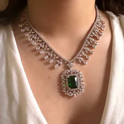 Gorgeous Boho Zircon Jewelry Set Piercing High Quality Accessories Graceful Pendant Bridal Necklace Earrings Set Wedding Gift