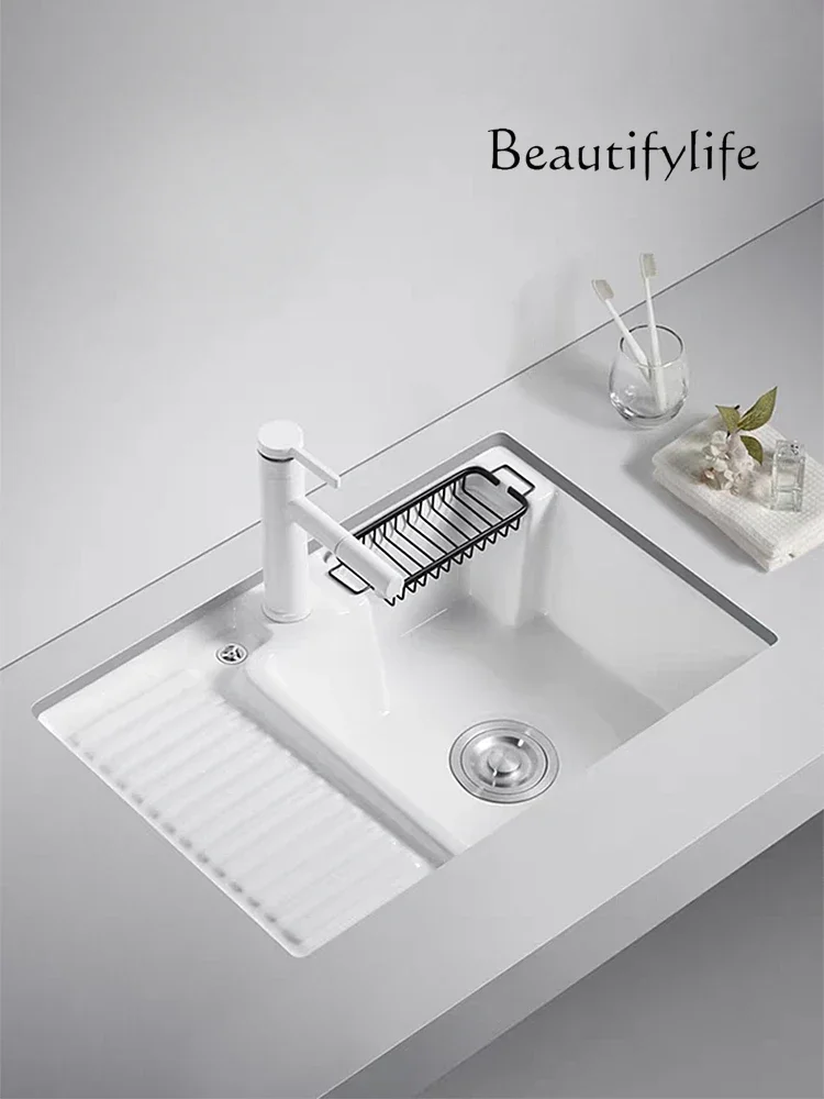 Balcony ceramic under-counter laundry basin with rubbing board Household embedded deepening laundry basin Face wash basin