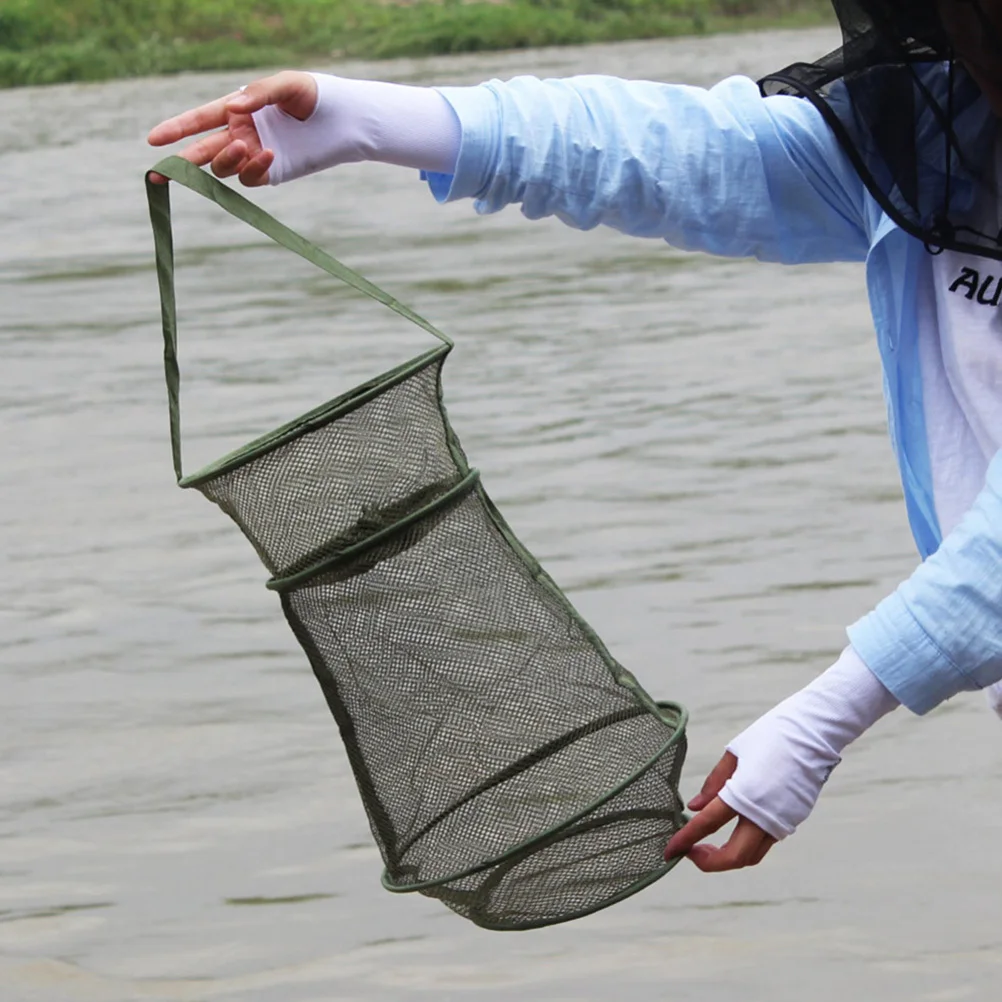 

2Pcs Fishing Net Anti-Scratch Foldable Fish Cage Drawstring Collapsible Mesh Trap for Live Fish Shrimp Pond Reservoir Fishing