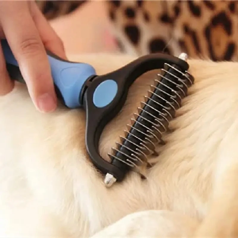 Cepillo de deshedding para perros, cepillo profesional para quitar mascotas, cortador de nudos de piel para perros y gatos, peine limpio para el