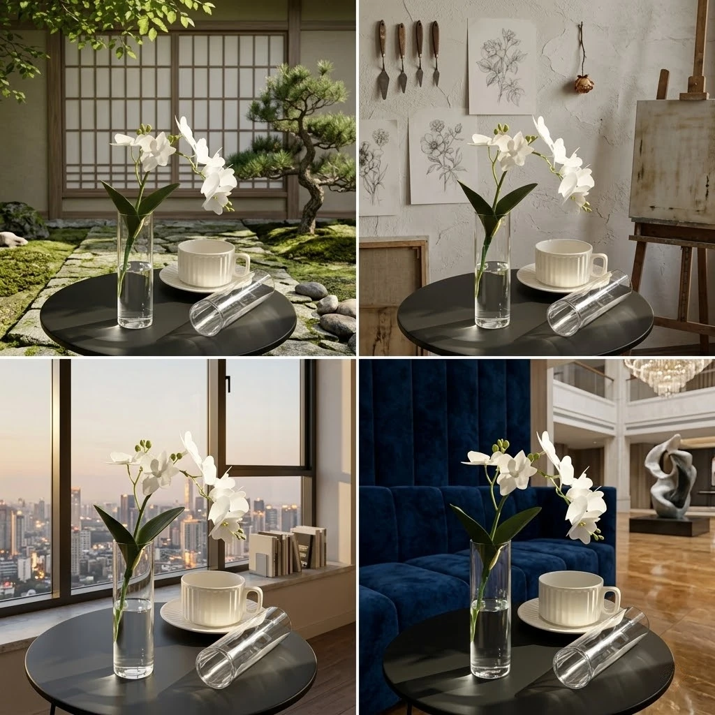 20 plastic cylindrical vases, high transparency vase set, suitable for simple desktop flower arrangement decoration