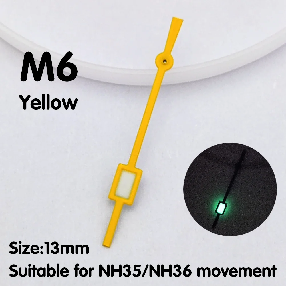 NH35 ساعة يد ثانية من جهة ثانية أجزاء ساعة يد مضيئة باللون الأخضر قطع غيار صغيرة مربعة مستعملة NH35 ساعة يد