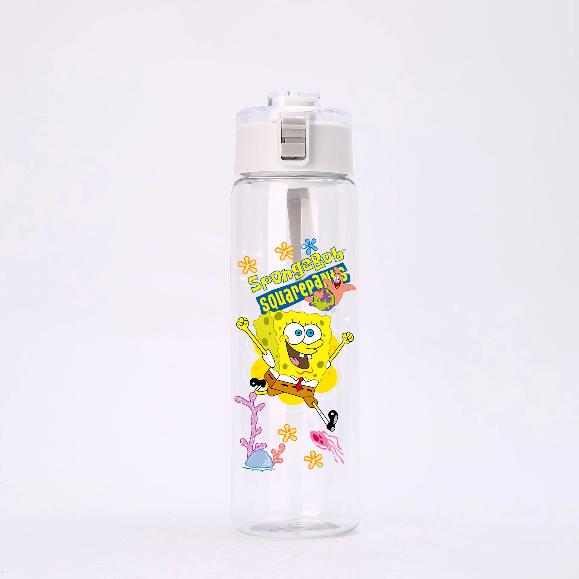 550ml SpongeBob Plastic Water Cup Portable Clear Water Cup with Lanyard Tea Water Separation Can Be Shatter Proof Portable Cup