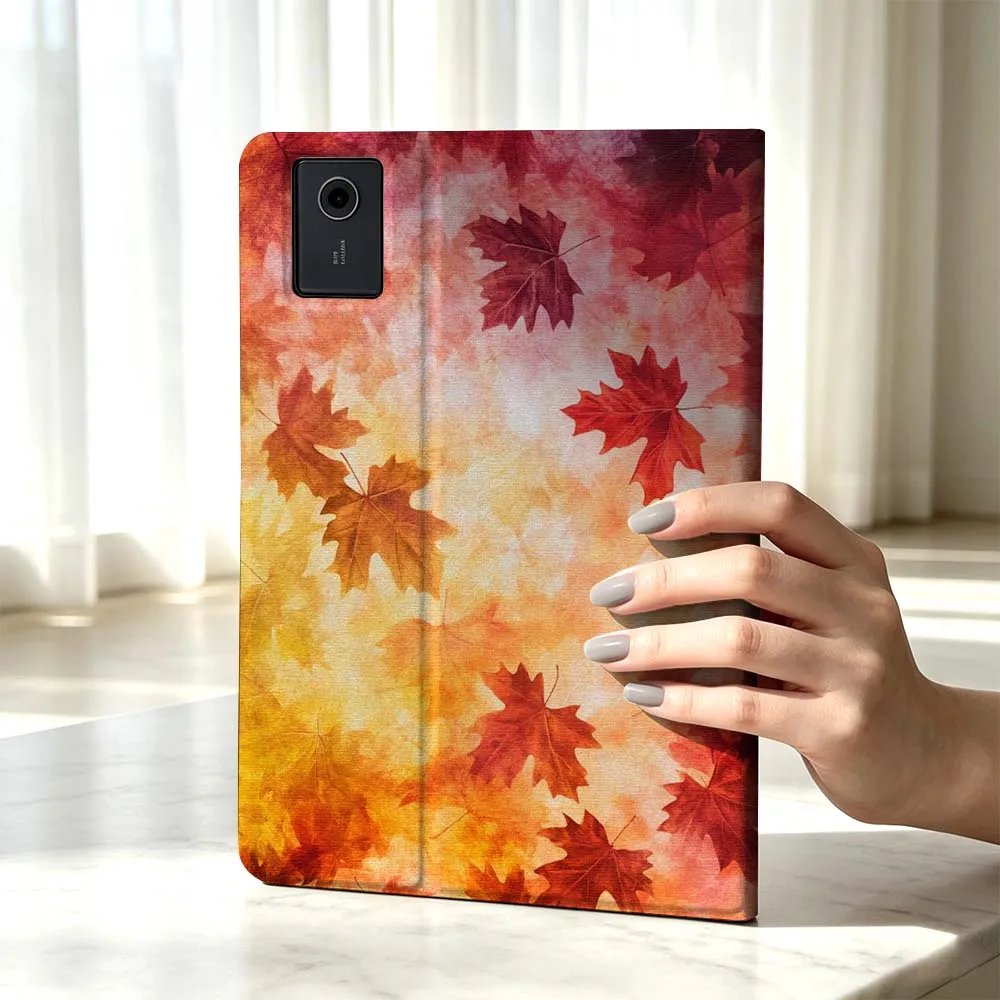Autumn Maple Leaves Pattern Fashion For Xiaomi Poco Redmi Pad 8 2 4 C1 6 6S 7 7S SE 9.7 14 11 11.2 Inch Pen Tray Tablet Case