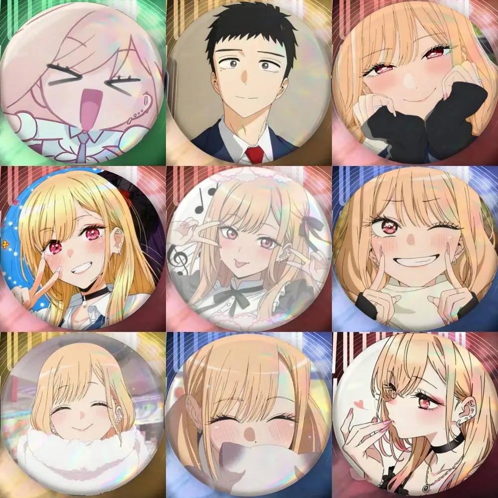 Anime M-My Dress Up Darling Badge Tinplate Meme Round Brooch for Hat Bag Creative Lapel Jewelry Accessories Gifts