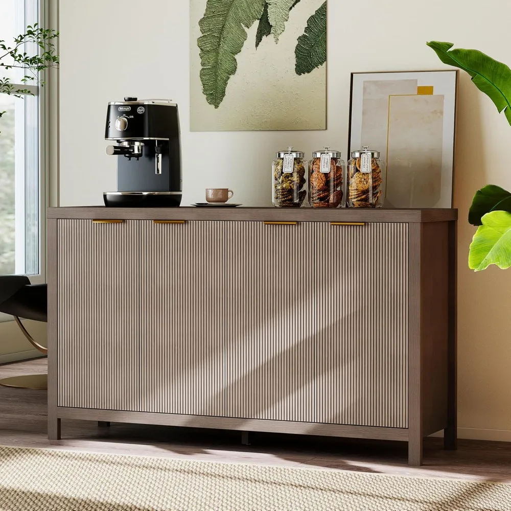 

55 inch Sideboard Buffet Cabinet with Storage, Buffet Table Coffee Bar Wine Bar Storage Cabinet for Kitchen, Entryway