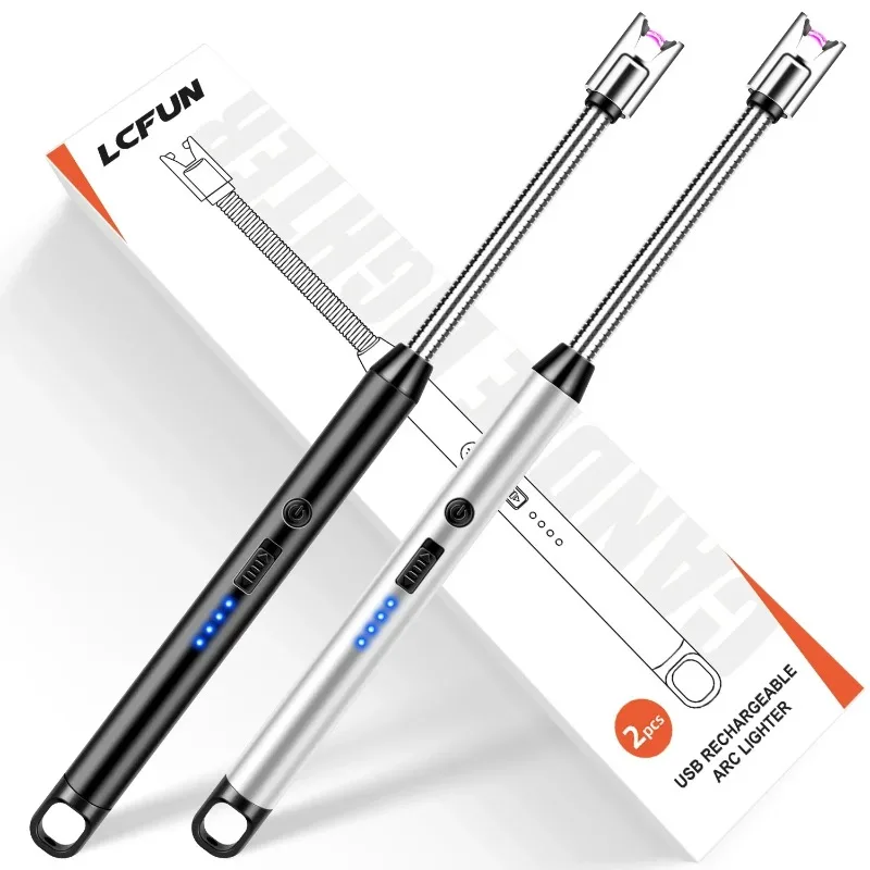 

Ветрозащитная сенсорная зажигалка Candle Arc, перезаряжаемая через USB зажигалка со светодиодным дисплеем батареи, длинные зажигалки для газовой плиты