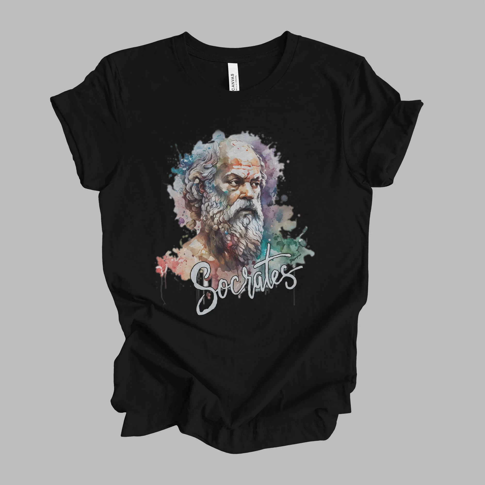 Socrates Watercolor T-Shirt Philosophy History Unisex Gift TShirt Shirt Mindspring Retreat Short-sleeved Men's T-shirt