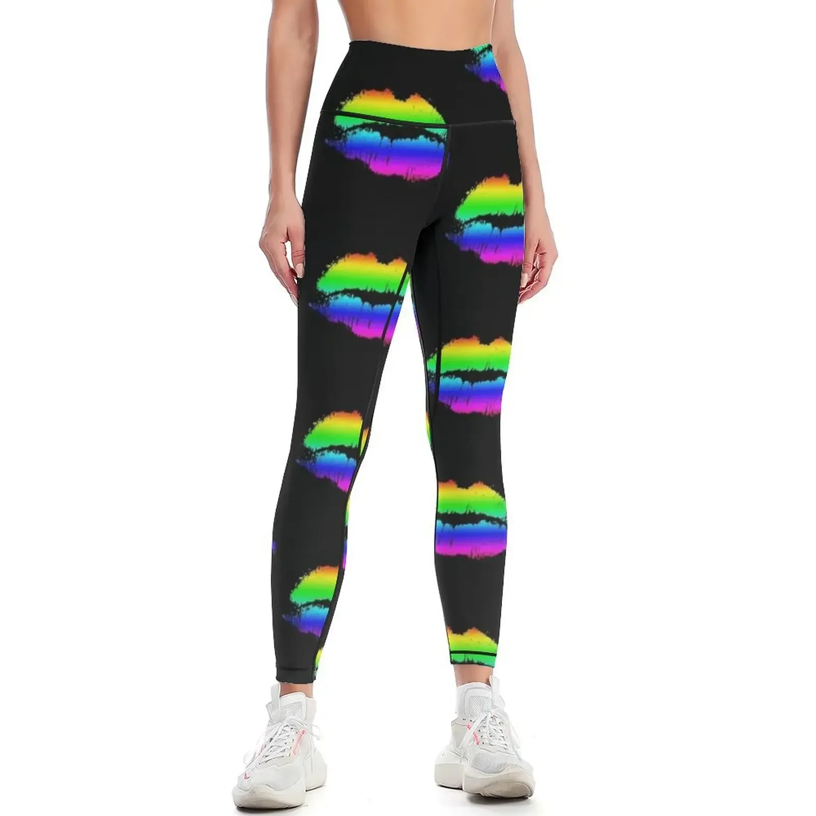 

rainbow lips Leggings legging gym Sports female high waist Tight fitting woman Womens Leggings