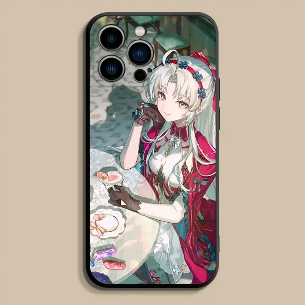 Casing HP Lucu C-Carlotta Wuthering Waves Untuk iPhone 17,16,15,14,13,12,Pro,Max,Plus,E,SE4,Air,Mini Hitam Bahan Lembut