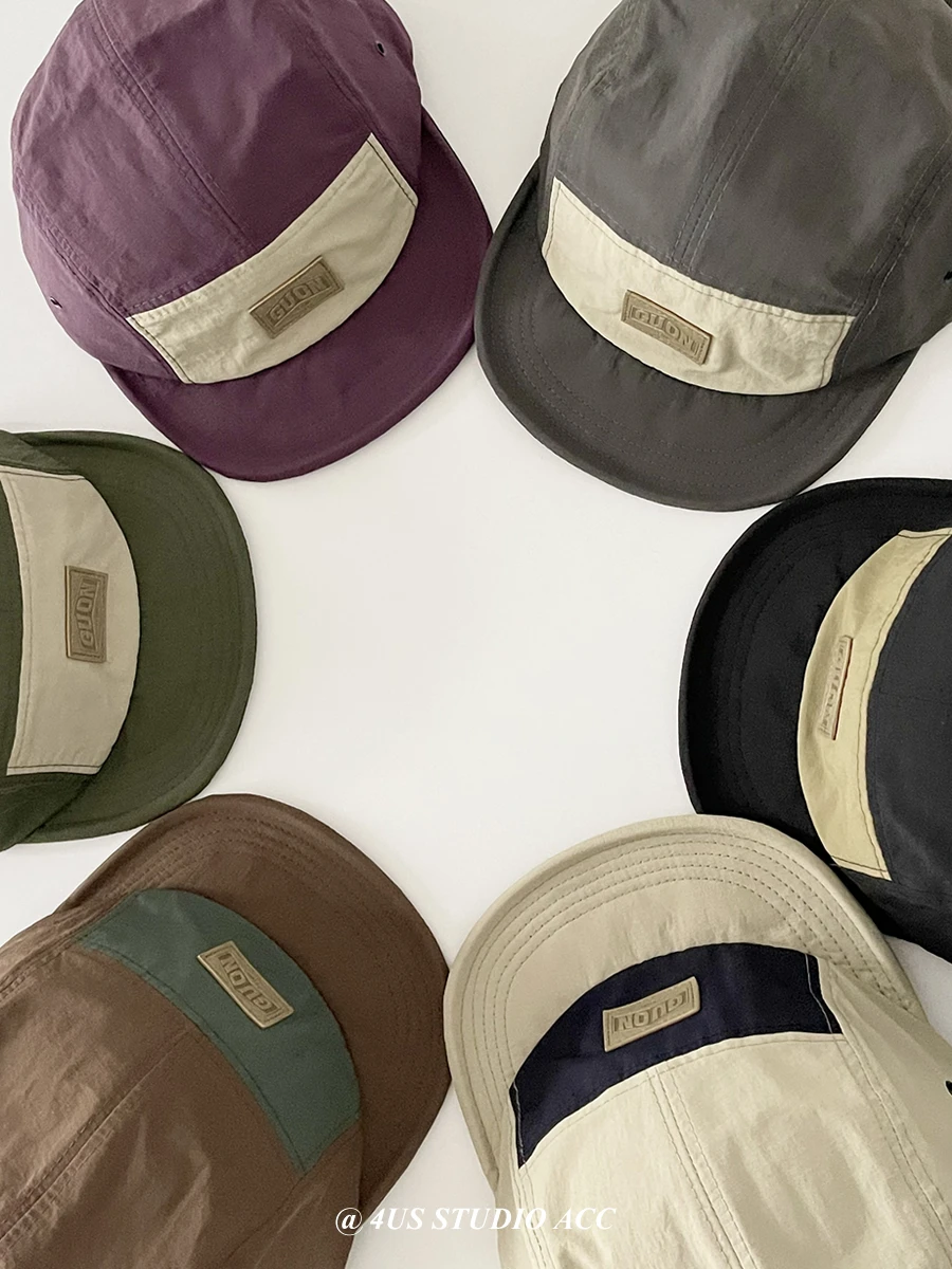 Five-Piece Hat Retro Short Brim Breathable Quick-Dry Baseball Cap Women\'s Overalls Wind Soft Top Hip Hop Baseball Cap Men