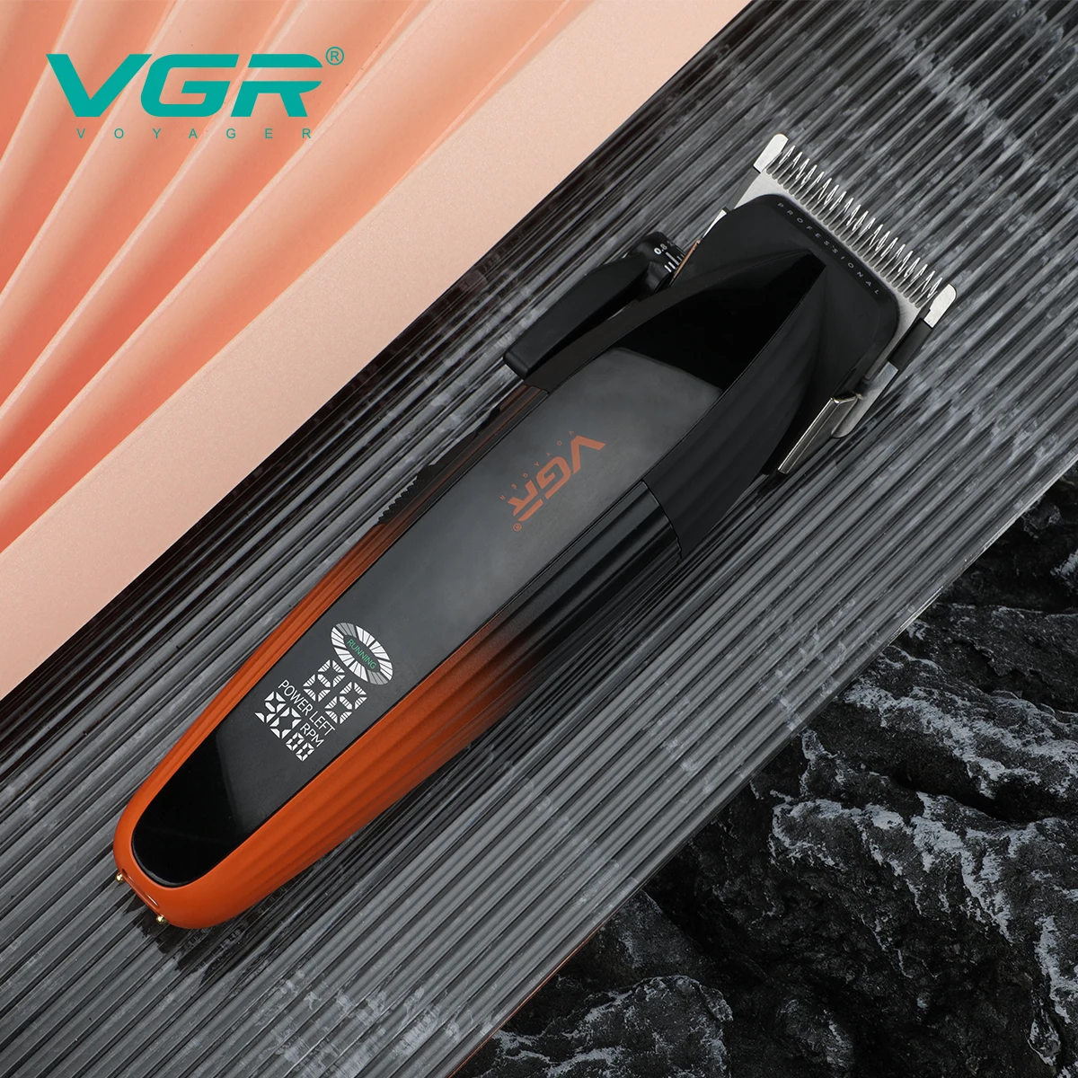 VGR Professional High end Hair Clipper 9000 RPM Gradient Color Body Hair Trimmer Base LED Digital Shaving Machine V-889C
