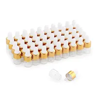 Juego de 50 piezas de botella de vidrio con tapa de rosca dorada para aceites esenciales, productos químicos de laboratorio químico y Perfumes, 1ML
