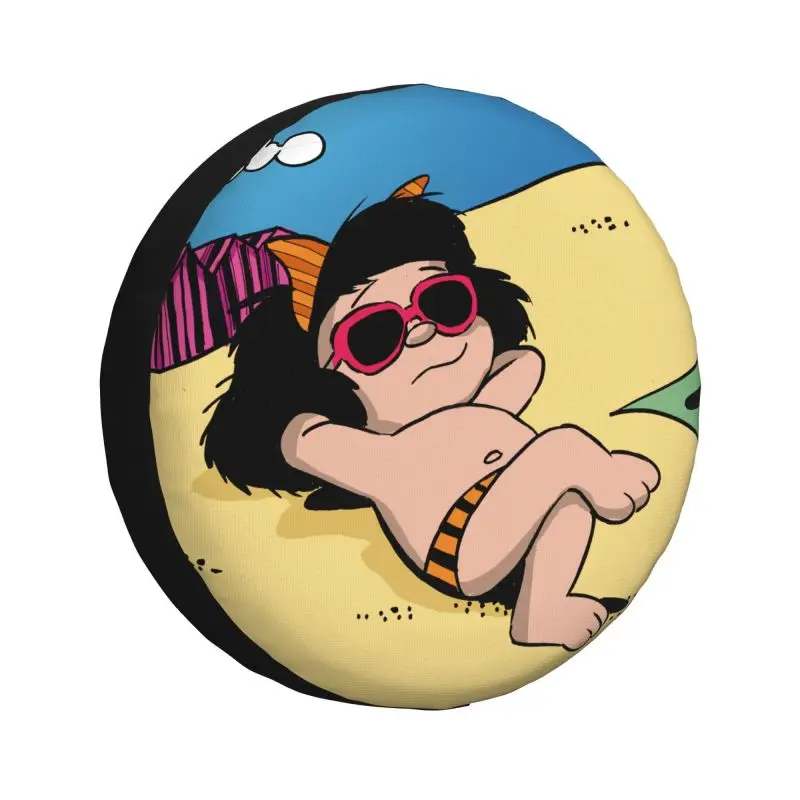 Custom Mafalda Summer Time Spare Wheel Cover for Jeep 4x4 Trailer Cartoon Manga Quino Comic Tire Protector 14