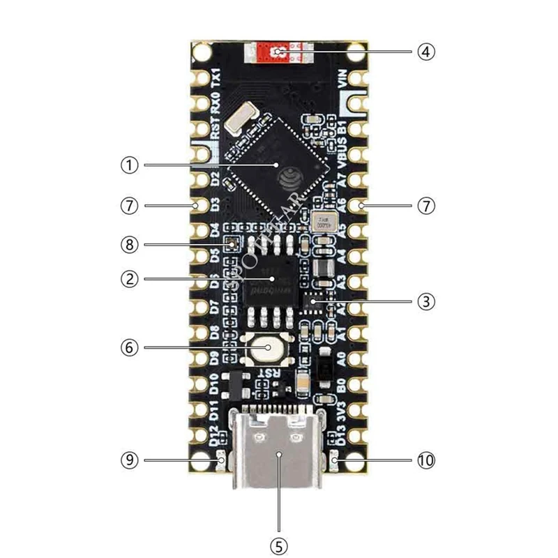 AU67-ESP32 S3 Nano Development Board ESP32-S3R8 Chip Compatible With For Arduino Nano ESP32 For Iot Or Micro-Python