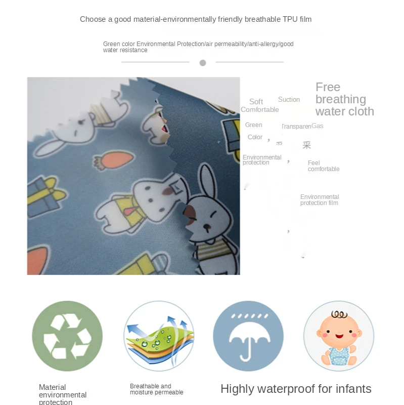 Waterproof Fabric By The Meter Breathable Tpu Children Clothes Anime Printed Cartoon Cloth Outdoor Sewing Umbrella Thin Diy Blue