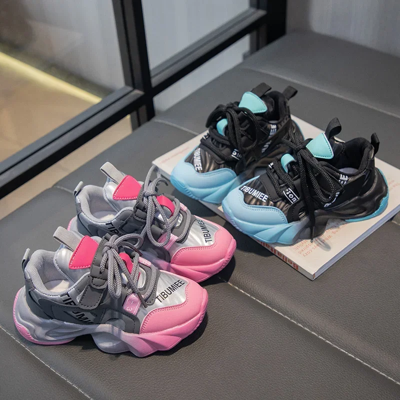 Kids Running Shoes Candy Color Boys Girls Sneakers Hook&loop 2025 New Fashion Versatile Children Running Shoes Casual Dirt-proof